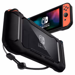 Spigen Rugged Armor, Housse, Nintendo, Noir, Polycarbonate (PC), Polyuréthane thermoplastique (TPU), Nintendo Switch, 244 mm