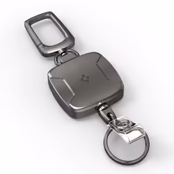 Spigen Carabiner Reel Clip, Porte-clés, Graphite, Zinc, Rectangle, 45 mm, 12,7 mm