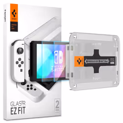 Spigen Glas.tR EZ Fit, Nintendo Switch, Kit de protection, Transparent, 1 pièce(s), Boîte, 91,4 mm