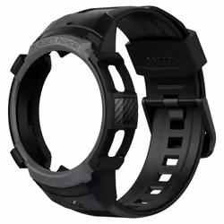 Spigen Rugged Armor, Emplacement, Smartwatch, Noir, Samsung, Galaxy Watch 4 Classic (46mm), Caoutchouc thermoplastique (TPR)