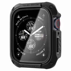 Spigen Tough Armor, Emplacement, Smartwatch, Noir, Apple, Watch Series 9 / 8 / 7 (45mm), Polycarbonate (PC), Verre trempé, Po ...