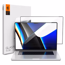 Spigen GLAS.tR SLIM, Film de protection pour écran d’ordinateur portable, Transparent, Apple, Macbook Pro 16 inch (M1 Pro / M ...