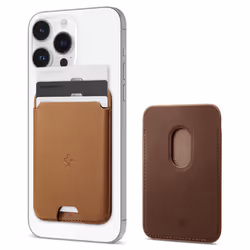 Spigen AFA05804, Support de carte, Marron, Simili-cuir, Apple, iPhone 12, 13, 14 Series MagArmor Case Apple MagSafe Case, 1 p ...