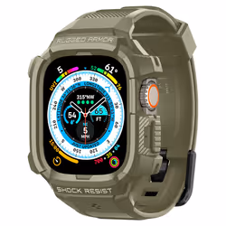 Spigen Rugged Armor, Emplacement, Smartwatch, Kaki, Apple, Apple Watch Ultra (49mm), Polyuréthane thermoplastique (TPU)