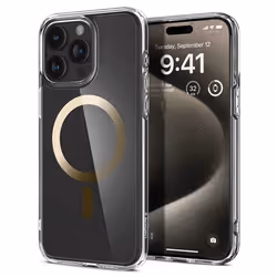 Spigen ACS06579, Housse, Apple, iPhone 15 Pro Max, 17 cm (6.7"), Or, Transparent