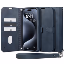 Spigen Wallet S Pro, Étui avec portefeuille, Apple, iPhone 15 Pro Max, 17 cm (6.7"), Marine