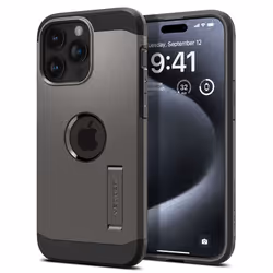 Spigen ACS06732, Housse, Apple, iPhone 15 Pro, 15,5 cm (6.1"), Gris, Métallique