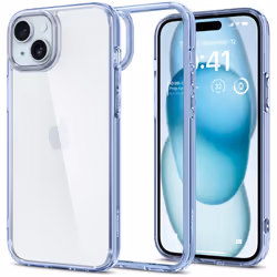 Spigen Ultra Hybrid, Housse, Apple, iPhone 15 Plus, 17 cm (6.7"), Bleu, Transparent