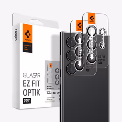 Spigen Optik Pro EZ Fit, Samsung, Galaxy S24 Ultra, Résistant à la poussière, Résistant aux rayures, Noir, Transparent, 2 piè ...