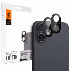 Spigen Glas.tR Optik, Apple, iPhone 16 Plus / iPhone 16, Résistant aux rayures, Noir, 2 pièce(s)