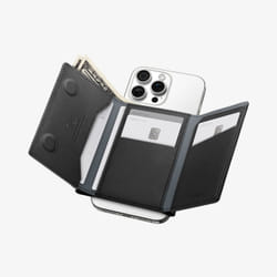 Spigen Valentinus S (MagFit) Étui pour cartes Noir Cuir bycast