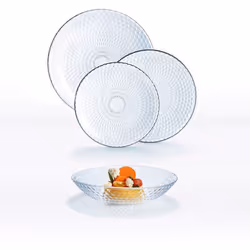 Pampille Vaisselle en verre transparent 18 pièces - Fabriquée en verre de haute qualité - Lavable au lave-vaisselle et au mic ...