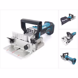 Contenu de la livraison: - 1x Makita BPJ 180 Fraiseuse 18V - 1x Sac à poussière - 1x Clé à ergot - sans batterie, sans charge ...