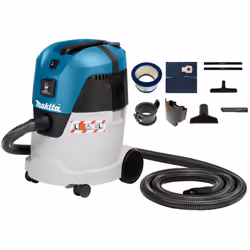Makita Aspirateur 25 l 1000 W 210 mbar, Sec&humide, Noir, Bleu, Métallique, 25 L, 60 L/s, 21 kPa, 5 m