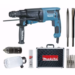 Description générale Perfo-burineur MAKITA HR2320TSP1, 720 W avec 3 modes : perçage, perforation et burinage. Équipé d'un sys ...