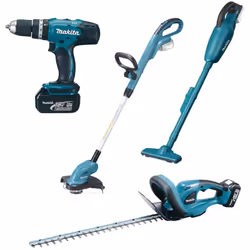 Description générale Ensemble de 4 machines sur batterie Makita (DLX4093) comprenant un aspirateur, une perceuse visseuse, un ...