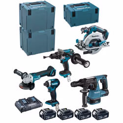 Description générale Set de 5 outils sans fil premium Makita. Ce pack rassemble des outils professionnels puissants pour un u ...