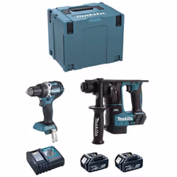 Description générale Le kit Makita DLX2271TJ comprend deux outils puissants : la perceuse visseuse DDF484 et le perforateur D ...