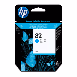 HP 82 28-ml Cyan DesignJet Ink Cartridge, Rendement standard, Cyan, Encre à colorant, 28 ml, 1 pièce(s)