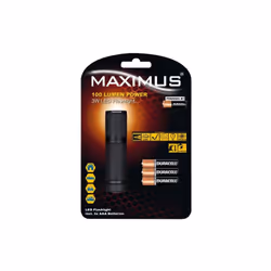 Lampe torche Maximus 3w 100lm, finition aluminium/gomme, portée du faisceau 96m, indice de protection ipx4, 3 piles alcalines ...