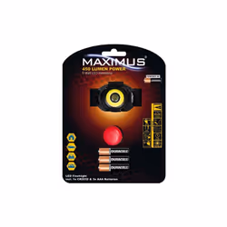 lampe torche frontale maximus 5w 450lm, finition alumimium/abs, fonction stroboscope, intensité réglable, orientable, portée  ...