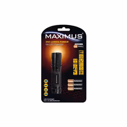 lampe torche maximus 5w 350 lumens, finition aluminium, portée du faisceau 160m, fonction stroboscope et sos, intensité régla ...