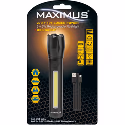 Lampes de poche LED rechargeables MAXIMUS 270lm +105lm Matériau : Aluminium Taille:31.8*25.3*141mm Poids:94.5g Chip LED:XPE L ...