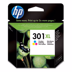 HP 301XL cartouche d'encre trois couleurs grande capacité authentique, Rendement élevé (XL), Cyan, Magenta, Jaune, Encre à co ...