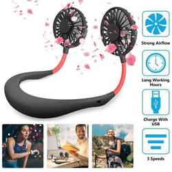 Ventilateur Serre-Nuque USB Rechargeable - BK - Petit Ventilateur Cou Portable - Noir - 45 dB - Vent à trois v