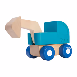 PlanToys Mini Excavator, 12 an(s), Bois, Bleu