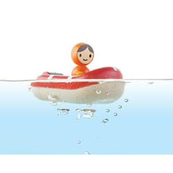 PlanToys Coastguard Boat Jouet de bain Beige, Rouge, Blanc