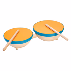 PlanToys Double Drum, Batterie, 650 g, Bleu, Orange