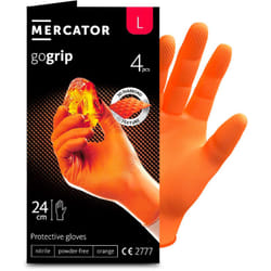 Mercator - Gants nitrile orange taille l à structure en diamant Pochette 4 gants
