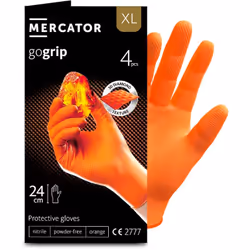 Gants nitrile ORANGE taille XL à structure en diamant Pochette 4 gants MERCATOR Gants de protection nitrile spécialisés avec  ...