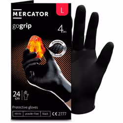 Gants nitrile NOIR taille L à structure en diamant Pochette 4 gants MERCATOR Gants de protection nitrile spécialisés avec par ...