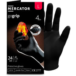 Mercator - Gants nitrile noir taille l à structure en diamant Pochette 4 gants