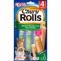 CIAO Churu Rolls Chicken Recipe wraps Tuna, Friandise, Chat, Adulte, Poulet, Thon, 14 g, Sans gluten