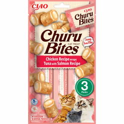 CIAO Churu Bites Chicken Recipe wraps Tuna with Salmon, Friandise, Chat, Adulte, Poulet, Thon, 10 g, Sans gluten