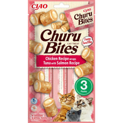 CIAO Churu Bites Chicken Recipe wraps Tuna with Salmon Chat Friandise Poulet, Thon 10 g