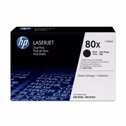 HP 80X pack de 2 cartouches authentiques de toner LaserJet noir grande capacité, 13800 pages, Noir, 2 pièce(s)