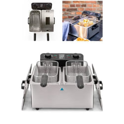 Friteuse Double - INOX - 2x3L - 3300W - Température jusquà 190°C - 2 paniers à frire