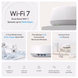 TP-Link DECO BE25(2-PACK) système Wi-Fi maillé Bi-bande (2,4 GHz / 5 GHz) Wi-Fi 7 (802.11be) Blanc Interne