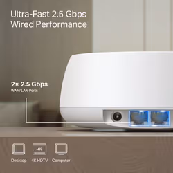TP-Link DECO BE25(1-PACK) système Wi-Fi maillé Bi-bande (2,4 GHz / 5 GHz) Wi-Fi 7 (802.11be) Blanc 2 Interne - Vue supplémentaire 5