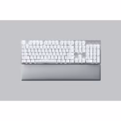 Razer Pro Type Ultra, Taille réelle (100 %), USB + RF Wireless + Bluetooth, Clavier mécanique, QWERTY, LED, Argent, Blanc