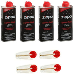 Lot de 4 recharges dessence Original Zippo + 4 pierres à briquet