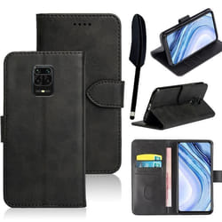 Housse étui Coque - Xiaomi - Redmi Note 9S/ Note 9 Pro - Cuir PU - Noir - Support intégré