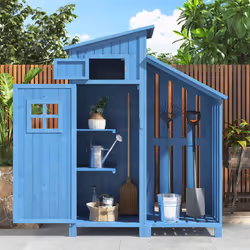 L'aspect de l'abri de jardin est unique. Et la remise est parfaite pour tout style de décoration. Il y a deux étagères à l'in ...
