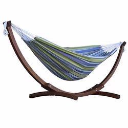 Vivere C8SPCT-24, Hamac avec cadre, 204 kg, 1 personne(s), Coton, Bleu, Marron, Vert, Blanc, Bois