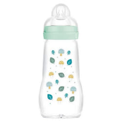 MAM Biberon Verre Premium 260 ml 2 Mois et + Débit 2 Moyen - Couleur : Vert