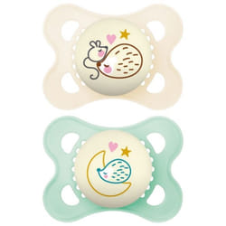Sucettes-MAM Sucette Original Nuit - 2-6 Mois - Silicone - x2 (Modèle : Hérisson)